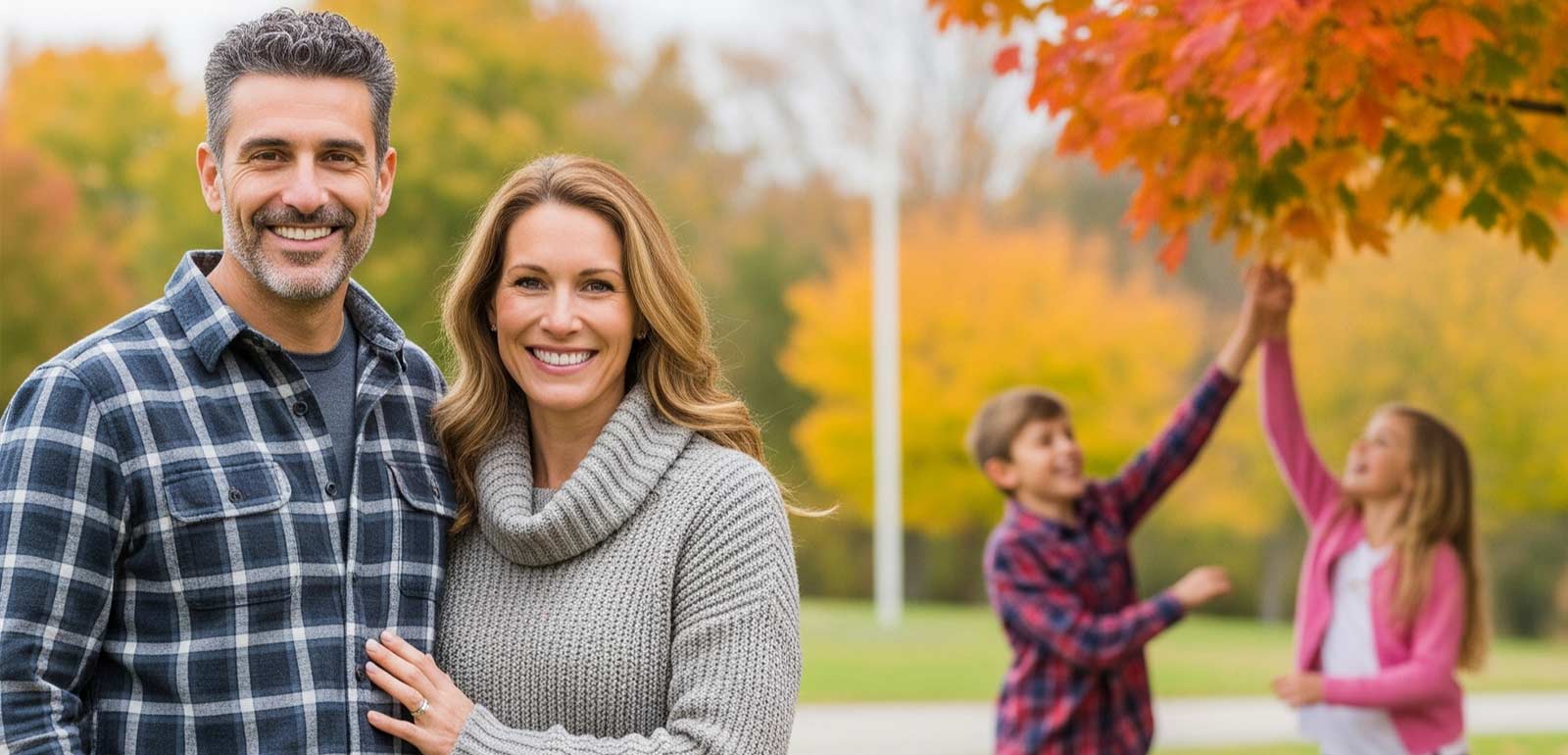 Happy Family looking  at life insurance quotes
